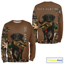 Load image into Gallery viewer, Custom Photo of Brown Hunting Dog and Your Name Shirt for Duck Hunters  NHT337