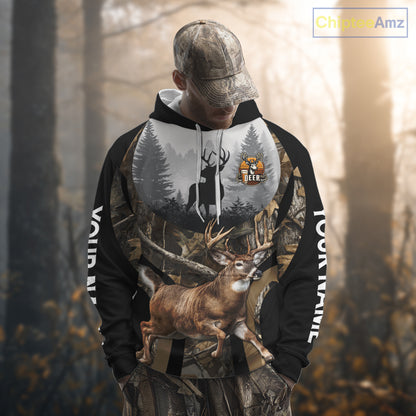 Deer Hunting Camo Shirt For Men, Custom Camo 3D Animal Deer Hunting Shirt NHT340