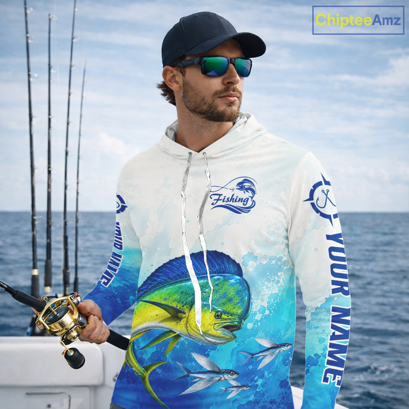 Mahi Mahi Fishing Long Sleeve Hooded Gift For Men Deep Sea Saltwater Angler Ocean Adventure 