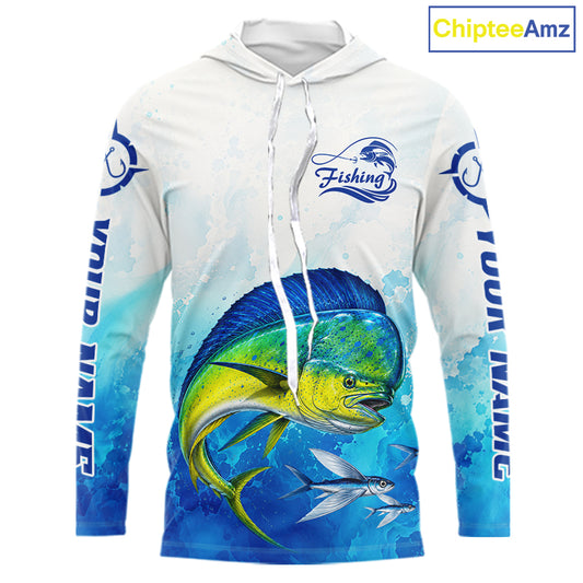 Mahi Mahi Fishing Long Sleeve Hooded Gift For Men Deep Sea Saltwater Angler Ocean Adventure 