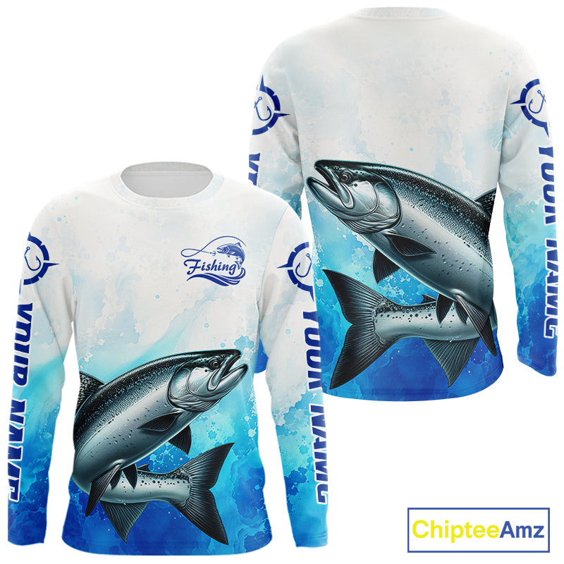 Chinook Salmon Fishing Long Sleeve Gift For Men Deep Sea Saltwater Angler Ocean Adventure