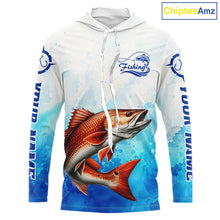 Load image into Gallery viewer, Redfish Fishing Long Sleeve Hooded Gift For Men Deep Sea Saltwater Angler Ocean Adventure