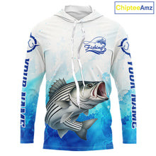 Load image into Gallery viewer, Striped Bass Fishing Long Sleeve Hooded Gift For Men Deep Sea Saltwater Angler Ocean Adventure