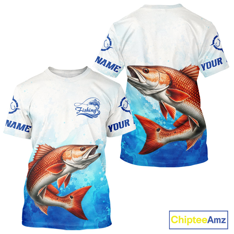 Redfish Fishing T-shirts Gift For Men Deep Sea Saltwater Angler Ocean Adventure 