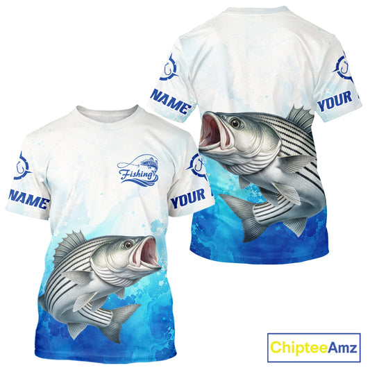 Striped Bass Fishing T-shirts Gift For Men Deep Sea Saltwater Angler Ocean Adventure 