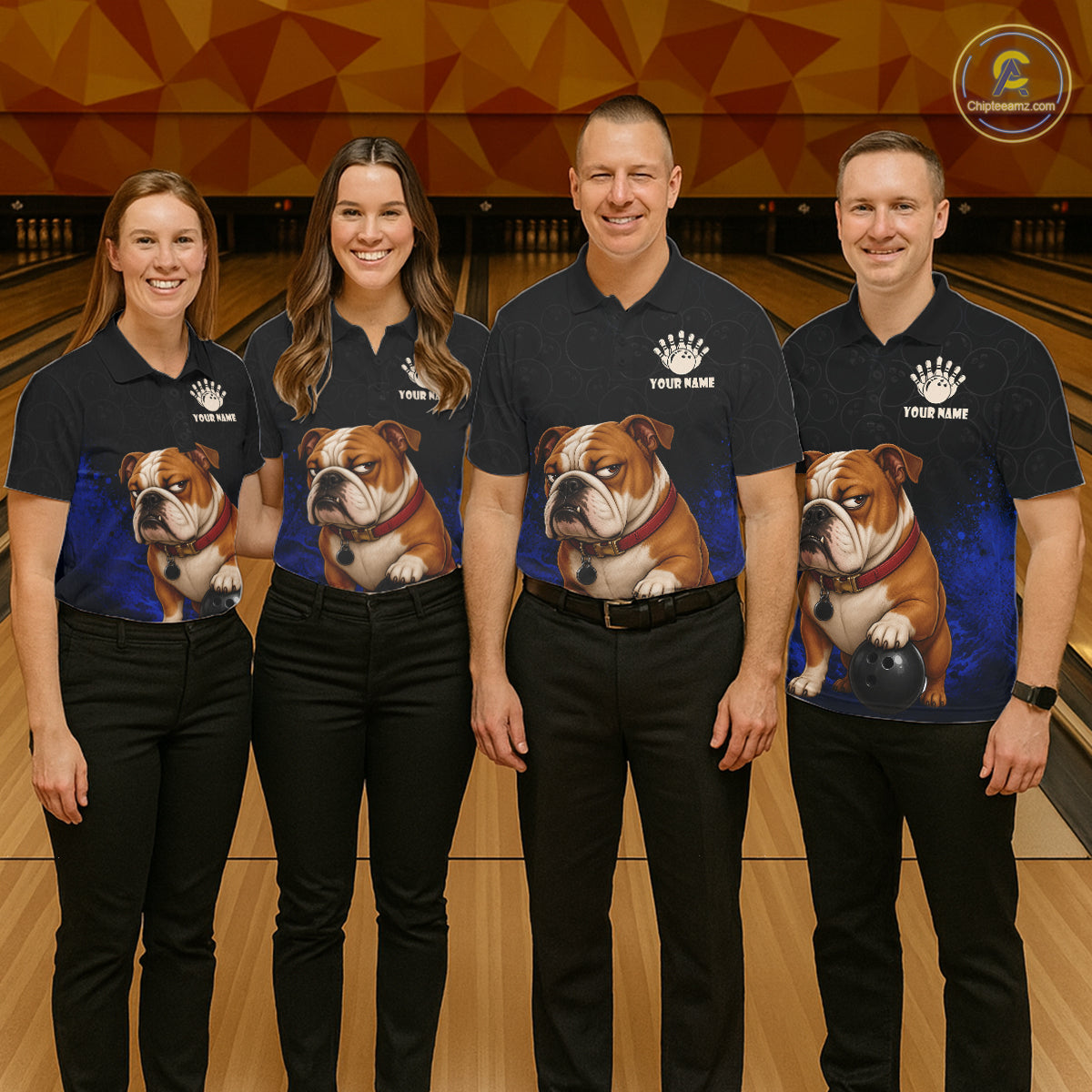 Custom Bulldog Bowling Women Polo Shirt, Personalized Bowling Team Name Dog Lover Bowler Gift NHT1504