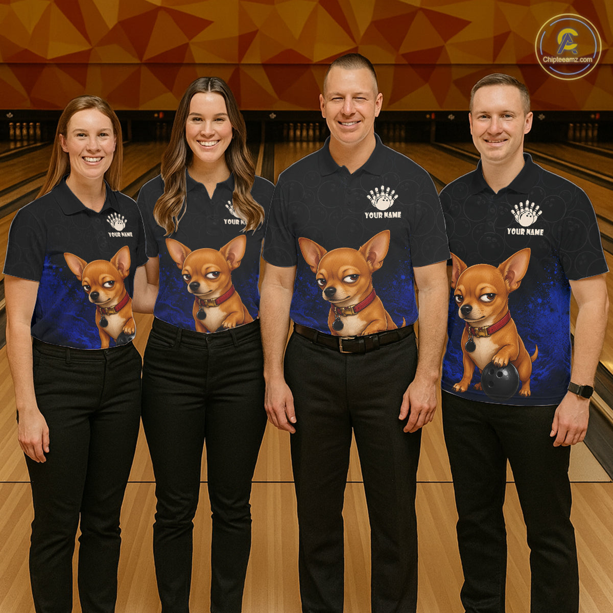 Custom Chihuahua Bowling Women Polo Shirt, Personalized Bowling Team Name Dog Lover Bowler Gift NHT1505