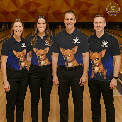 Custom Chihuahua Bowling Women Polo Shirt, Personalized Bowling Team Name Dog Lover Bowler Gift NHT1505