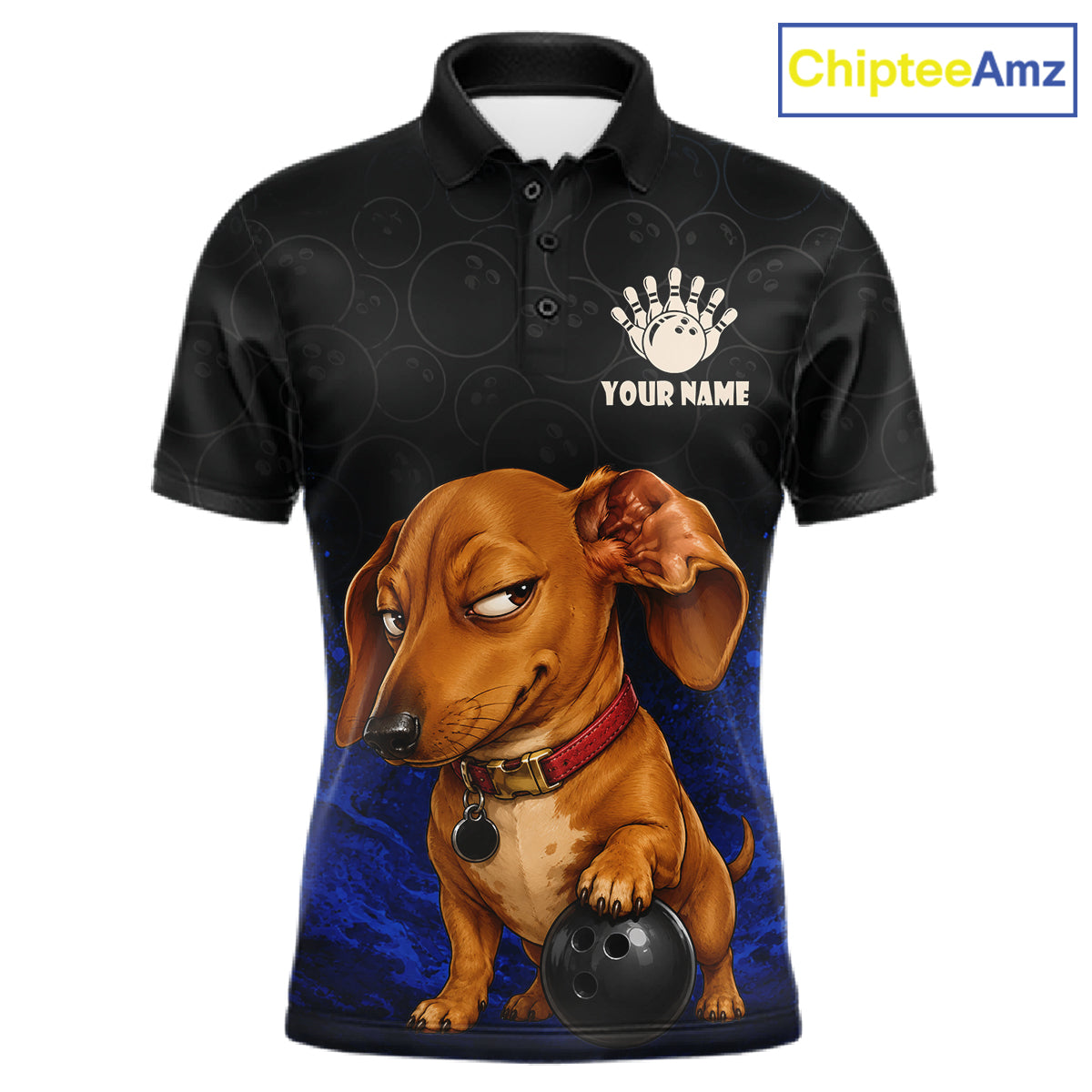 Custom Sly Dachshund Bowling Men Polo Shirt, Personalized Bowling Team Name Dog Lover Bowler Gift  NHT1506