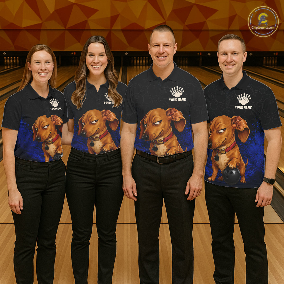 Custom Sly Dachshund Bowling Women Polo Shirt, Personalized Bowling Team Name Dog Lover Bowler Gift  NHT1506
