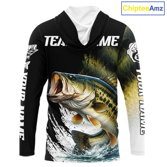 Largemouth Bass Fishing Shirts Hooded Long Sleeve For Men, Beautiful Bass Fishing Shirts  NHT529