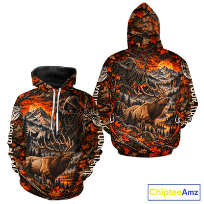 Elk Grim Reaper Hunting Long Sleeve Shirt Custom Autumn Mountain Performance Jersey NHT1686
