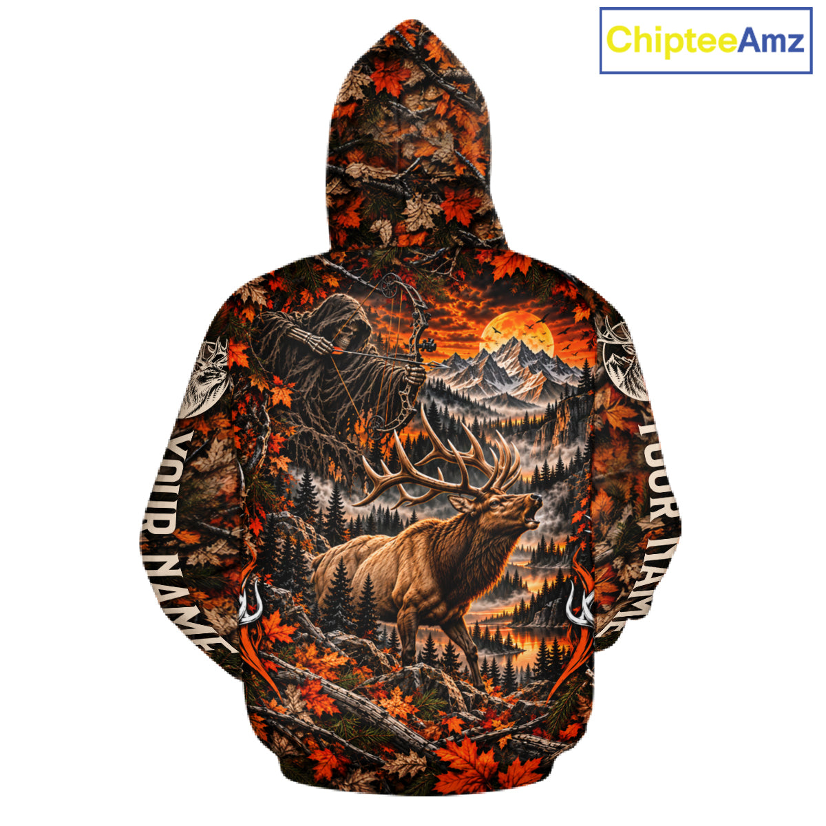 Elk Grim Reaper Hunting Long Sleeve Shirt Custom Autumn Mountain Performance Jersey NHT1686