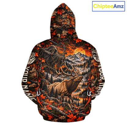 Elk Grim Reaper Hunting Long Sleeve Shirt Custom Autumn Mountain Performance Jersey NHT1686