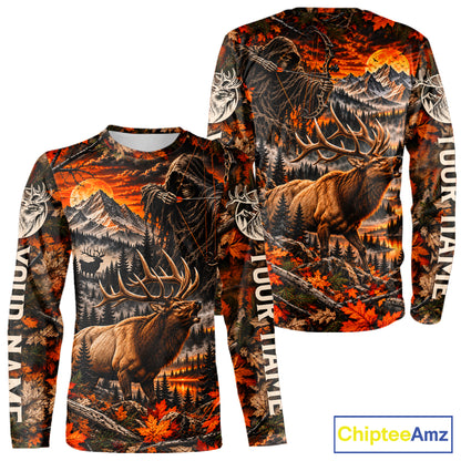 Elk Grim Reaper Hunting Long Sleeve Shirt Custom Autumn Mountain Performance Jersey NHT1686