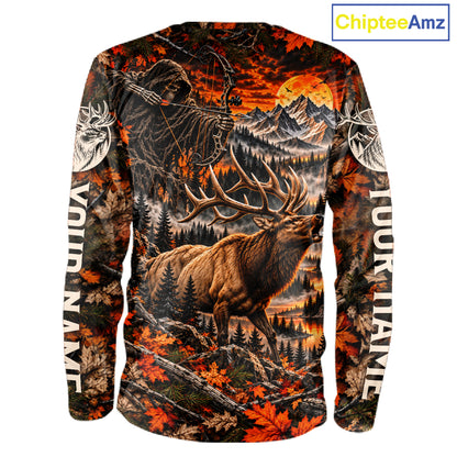 Elk Grim Reaper Hunting Long Sleeve Shirt Custom Autumn Mountain Performance Jersey NHT1686