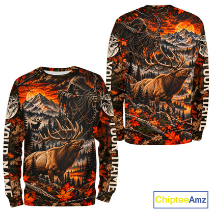 Elk Grim Reaper Hunting Long Sleeve Shirt Custom Autumn Mountain Performance Jersey NHT1686