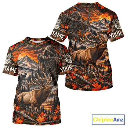 Elk Grim Reaper Hunting Long Sleeve Shirt Custom Autumn Mountain Performance Jersey NHT1686