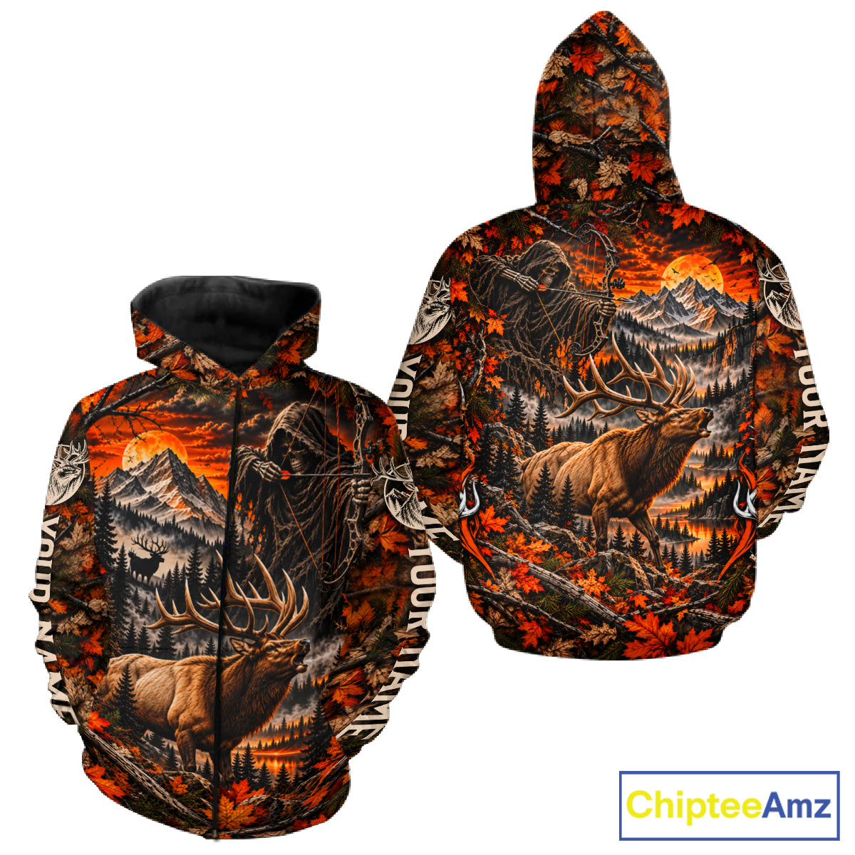 Elk Grim Reaper Hunting Long Sleeve Shirt Custom Autumn Mountain Performance Jersey NHT1686