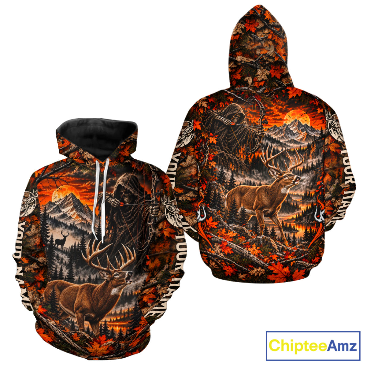 Deer Buck Grim Reaper Hunting Shirt Custom Autumn Mountain Performance Jersey NHT1687