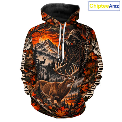 Deer Buck Grim Reaper Hunting Shirt Custom Autumn Mountain Performance Jersey NHT1687