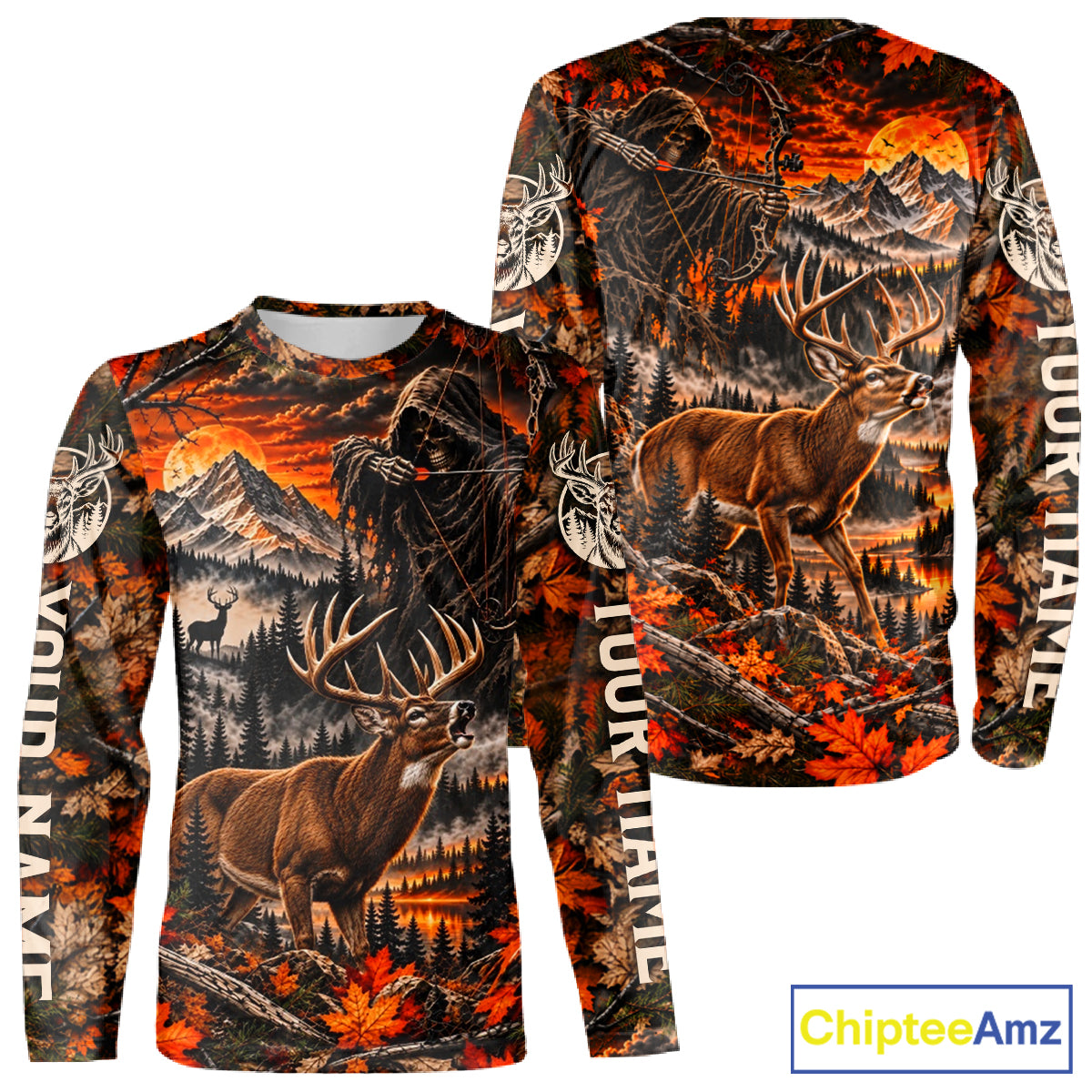 Deer Buck Grim Reaper Hunting Shirt Custom Autumn Mountain Performance Jersey NHT1687