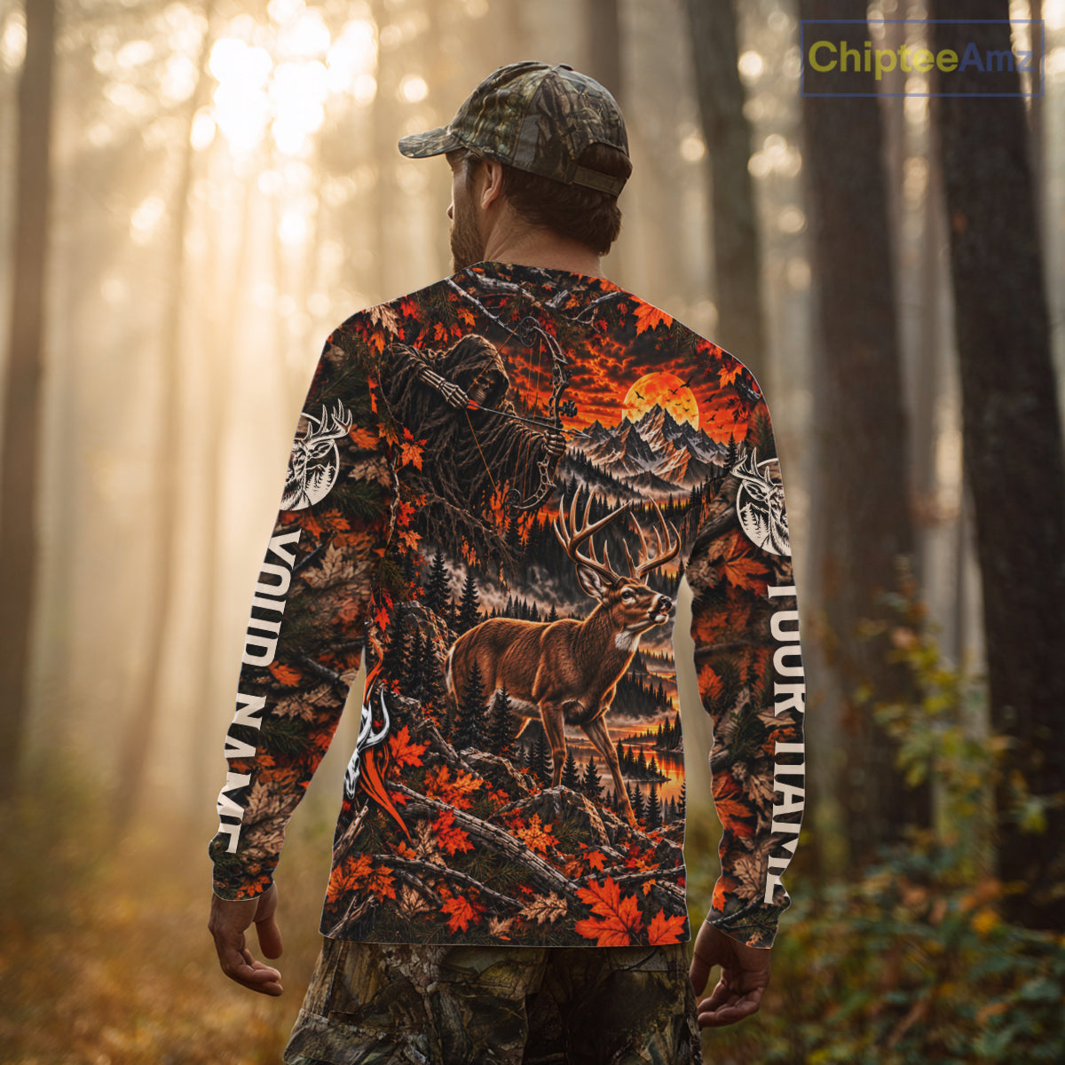 Deer Buck Grim Reaper Hunting Shirt Custom Autumn Mountain Performance Jersey NHT1687