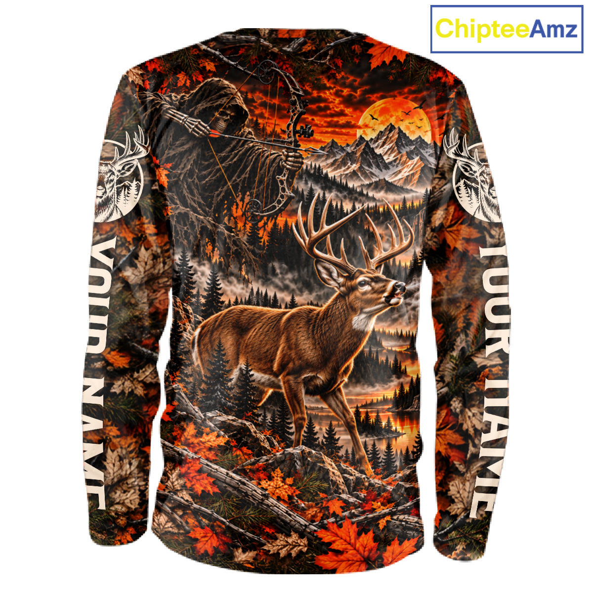 Deer Buck Grim Reaper Hunting Shirt Custom Autumn Mountain Performance Jersey NHT1687
