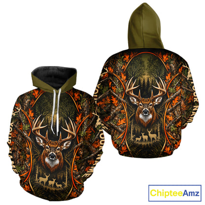 Autumn Mountain Buck Deer Hunting Tee Personalized Wildlife Outdoor Sports Shirt NHT1691