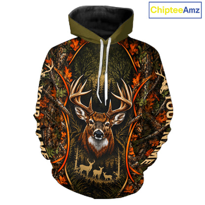 Autumn Mountain Buck Deer Hunting Tee Personalized Wildlife Outdoor Sports Shirt NHT1691