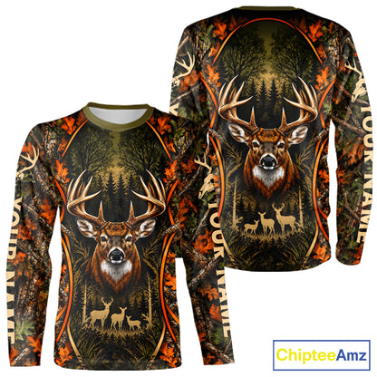 Autumn Mountain Buck Deer Hunting Tee Personalized Wildlife Outdoor Sports Shirt NHT1691