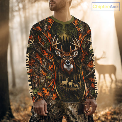 Autumn Mountain Buck Deer Hunting Tee Personalized Wildlife Outdoor Sports Shirt NHT1691