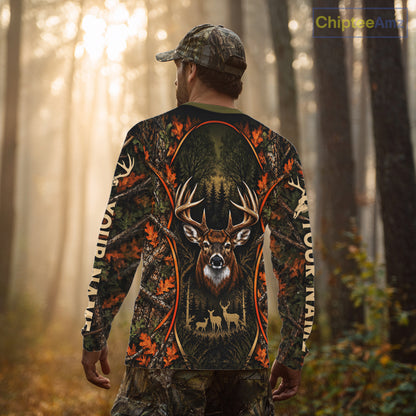 Autumn Mountain Buck Deer Hunting Tee Personalized Wildlife Outdoor Sports Shirt NHT1691