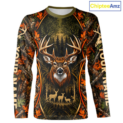 Autumn Mountain Buck Deer Hunting Tee Personalized Wildlife Outdoor Sports Shirt NHT1691