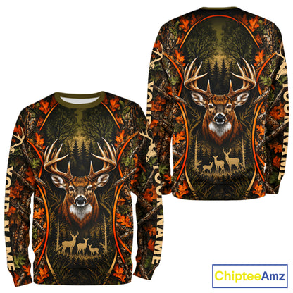 Autumn Mountain Buck Deer Hunting Tee Personalized Wildlife Outdoor Sports Shirt NHT1691