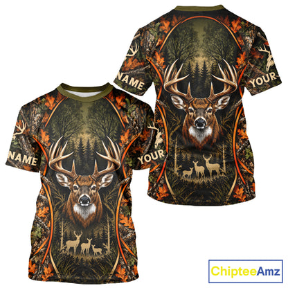 Autumn Mountain Buck Deer Hunting Tee Personalized Wildlife Outdoor Sports Shirt NHT1691