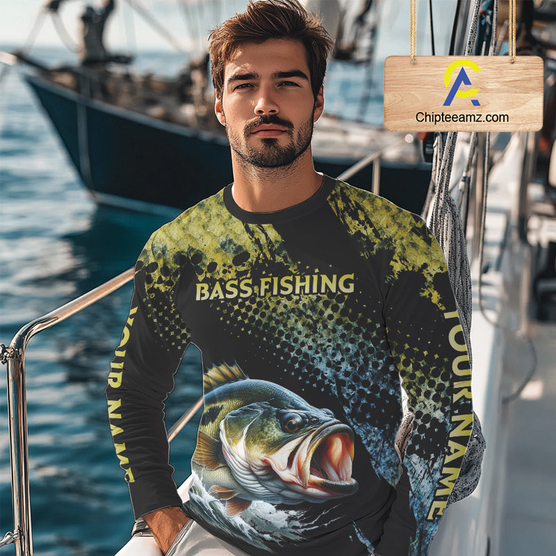 Bass Fishing Shirts Long Sleeve Sport Style Personalized Name, Team Name NHT401