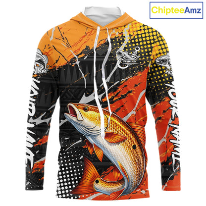Personalized Redfish Fishing Jerseys, Red Drum Saltwater Tournament Fishing Shirts NHT464