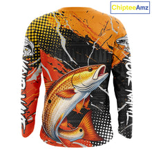 Load image into Gallery viewer, Personalized Redfish Fishing Jerseys, Red Drum Saltwater Tournament Fishing Shirts NHT464