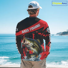 Load image into Gallery viewer, Custom Largemouth Bass Fishing Jerseys, Largemouth Bass Fishing Shirts Long Sleeve For Men|Red NHT725