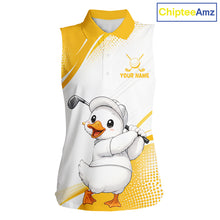 Load image into Gallery viewer, Funny Duck Swing Womens Sleeveless Golf Polo Shirt, Cute Duck Print Shirt, Sporty Animal Golf Gift NHT1220