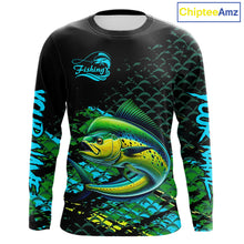 Load image into Gallery viewer, Mahi Mahi Fishing Custom 3D UV Protection Fishing Shirt, Mahi Mahi Long Sleeve Fishing Shirt NHT409