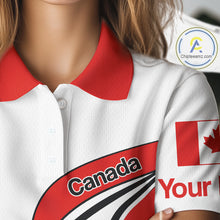 Load image into Gallery viewer, Personalized White And Red Canada Flag Womens Golf Polo Shirt, Patriotic Gifts For Golf Lover  NHT735