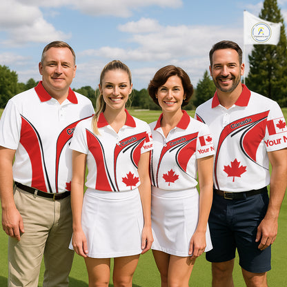 Personalized White And Red Canada Flag Mens Golf Polo Shirt, Patriotic Gifts For Golf Lover NHT735