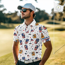 Load image into Gallery viewer, Custom Patriotic Mens Golf Polo Shirt With Beer Print – Personalized USA Golf Team Polo 