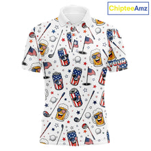 Load image into Gallery viewer, Custom Patriotic Mens Golf Polo Shirt With Beer Print – Personalized USA Golf Team Polo 