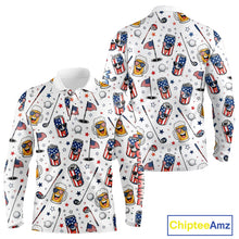 Load image into Gallery viewer, Custom Patriotic Mens Golf Polo Shirt With Beer Print – Personalized USA Golf Team Polo 