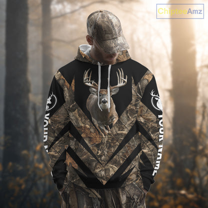 Customized Name Whitetail Deer Hunting Jump Shirt, Hunting Hoodie For Men NHT354