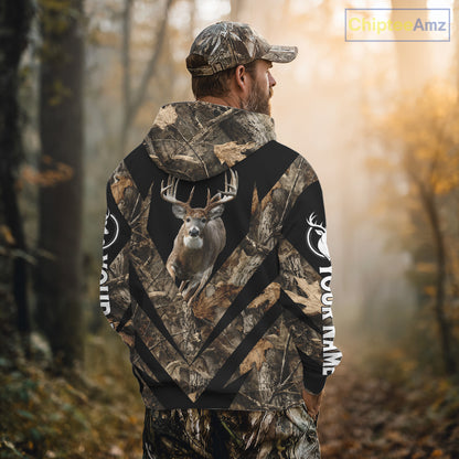 Customized Name Whitetail Deer Hunting Jump Shirt, Hunting Hoodie For Men NHT354