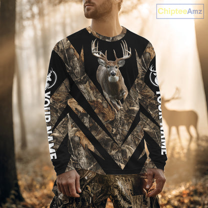Customized Name Whitetail Deer Hunting Jump Shirt, Hunting Hoodie For Men NHT354